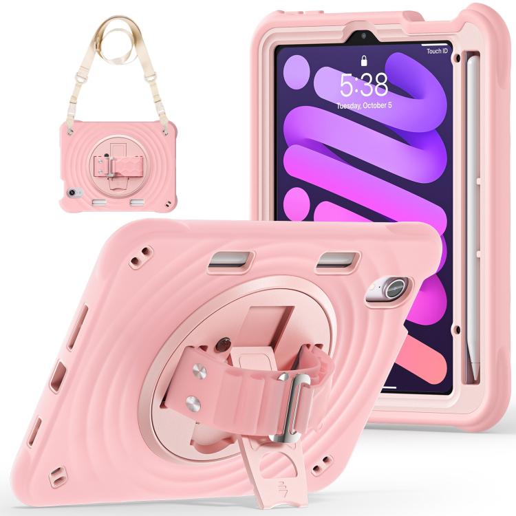 Funda híbrida Silicona con Soporte Giratorio para iPad Mini 2024/Mini 6 (Rosa)