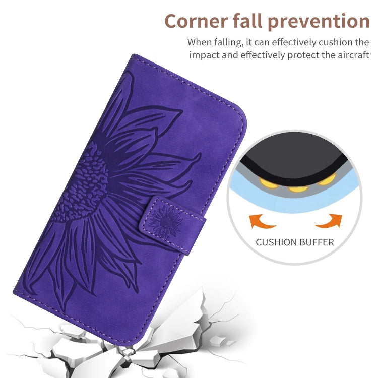 Funda de Cuero para Sharp Aquos Sense9 con Tapa y Cordón Diseño Girasol (Morado Oscuro)