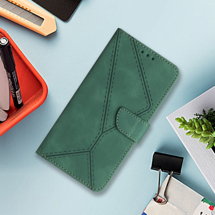 Funda de Cuero con Relieve y Costuras para Sharp Aquos Sense9 (Verde)