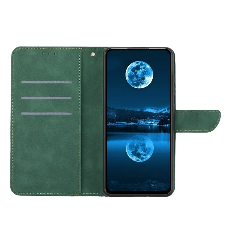 Funda de Cuero con Relieve y Costuras para Sharp Aquos Sense9 (Verde)
