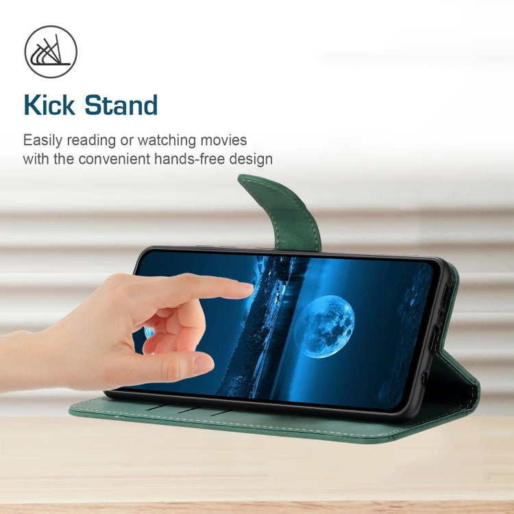 Funda de Cuero con Relieve y Costuras para Sharp Aquos Sense9 (Verde)