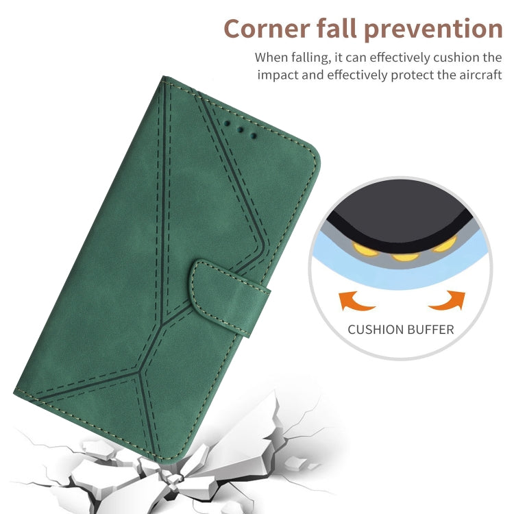 Funda de Cuero con Relieve y Costuras para Sharp Aquos Sense9 (Verde)