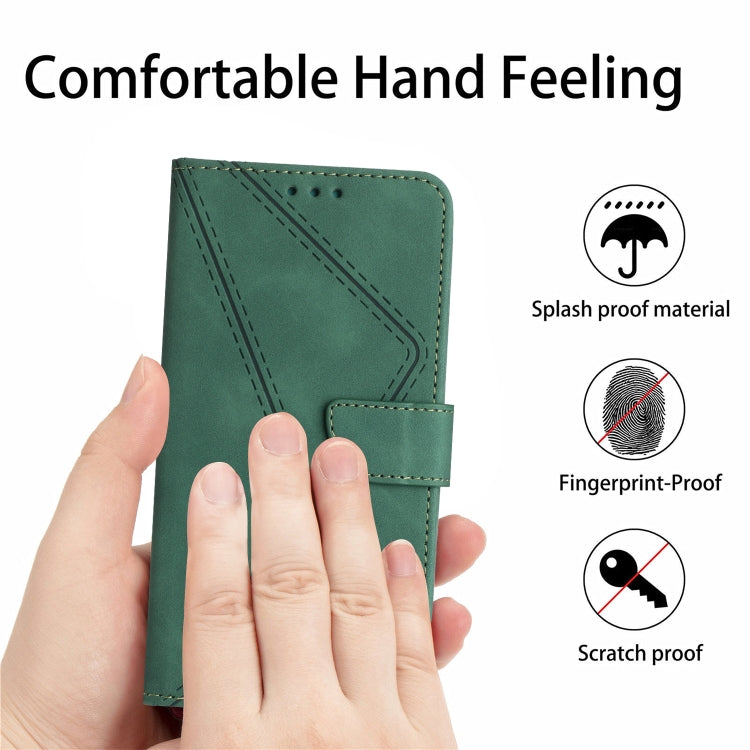 Funda de Cuero con Relieve y Costuras para Sharp Aquos Sense9 (Verde)