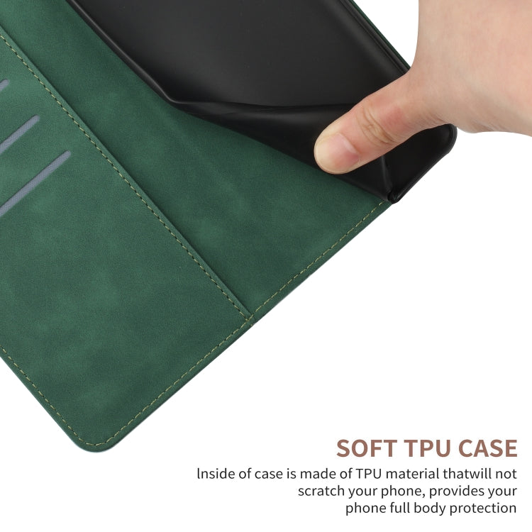 Funda de Cuero con Relieve y Costuras para Sharp Aquos Sense9 (Verde)
