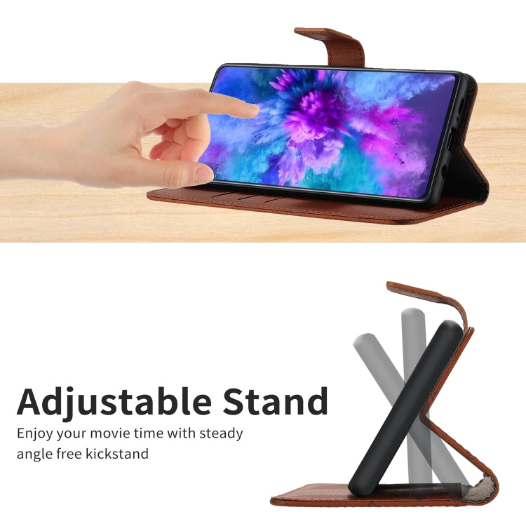 Funda de Cuero para Sharp Aquos Sense9 con Textura Cuadrícula Rómbica (Marrón)