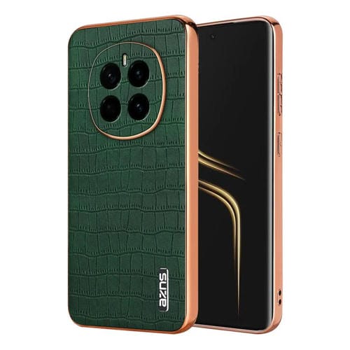 Funda para Teléfono Honor Magic7 Cobertura Total Textura Cocodrilo Marco Galvanizado (Verde)