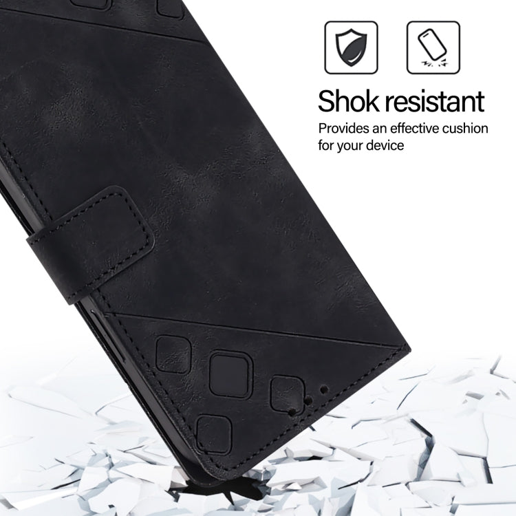 Funda de Cuero con Relieve para Teléfono BlackView Wave 8C (Negro)
