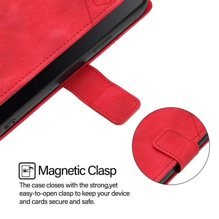 Funda de Cuero con Relieve para Teléfono BlackView Wave 8C (Rojo)