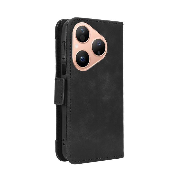 Funda de piel con textura de becerro para Huawei Pura 80 5G, con ranuras para tarjetas (negro)