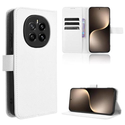 Funda de Cuero con Textura de Diamante para Honor Magic7 (Blanca)