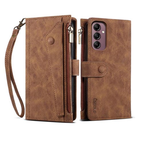 Funda de cuero con tapa RFID para Samsung Galaxy S25 FE 5G ESEBLE, estilo retro esmerilado (marrón)