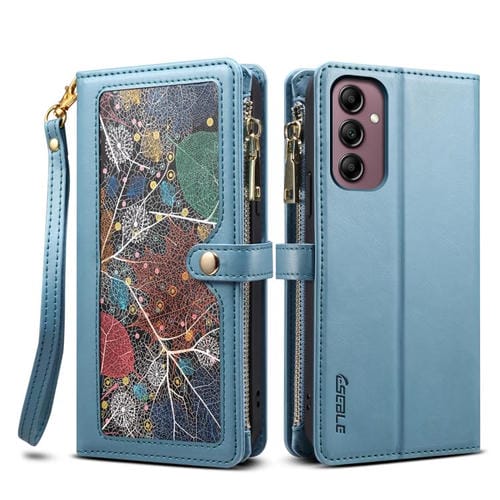 Funda de cuero RFID con cremallera y cordón para Samsung Galaxy S25 FE 5G ESEBLE Star Series (azul)