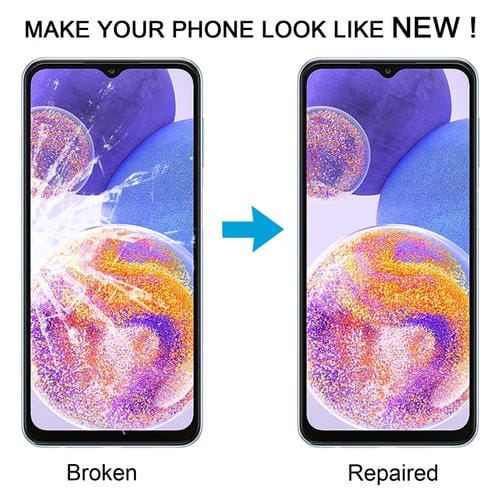 Obiettivo in vetro esterno Samsung Galaxy A23 4G SM-A235F Schermo frontale con adesivo OCA (10 pezzi)