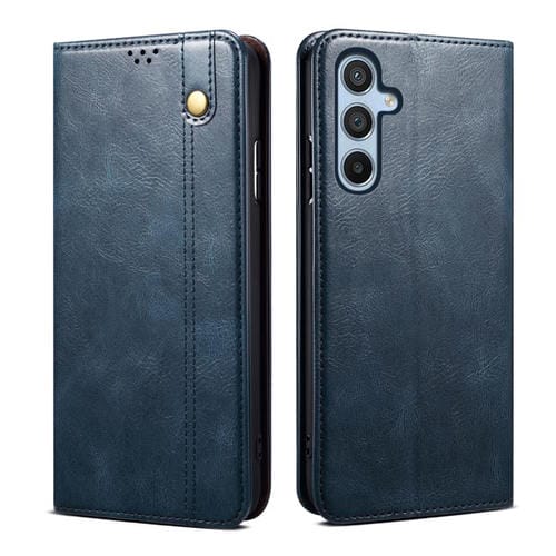 Funda de cuero con textura Crazy Horse y cera de aceite para Samsung Galaxy S25 FE 5G (azul)
