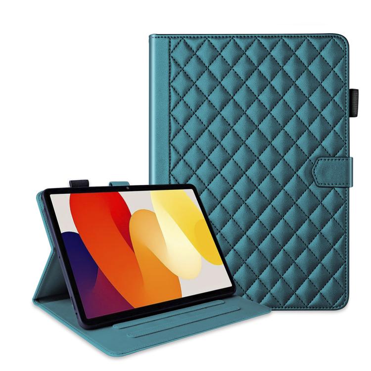 Funda de cuero con diseño de rombos y celosía para Xiaomi Redmi Pad de 8,8 pulgadas (2025) (verde oscuro)