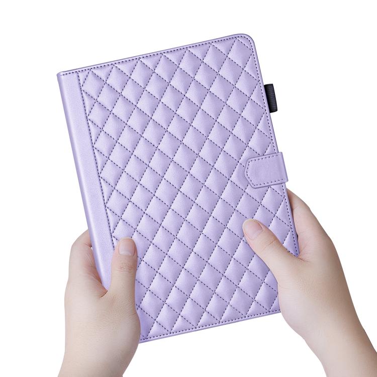 Funda de cuero con diseño de rombos y celosía para Xiaomi Redmi Pad 2/Pad SE 2025 (morada)