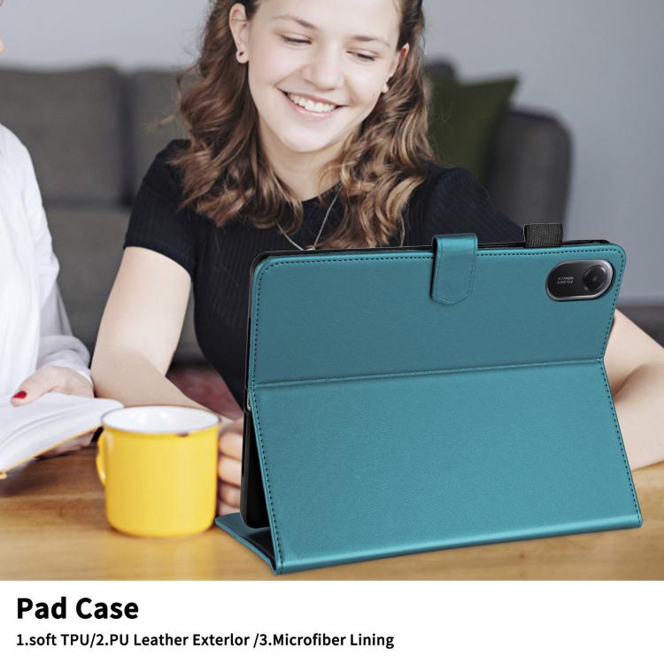 Funda de cuero con diseño de rombos y celosía para Xiaomi Redmi Pad 2/Pad SE 2025 (verde oscuro)