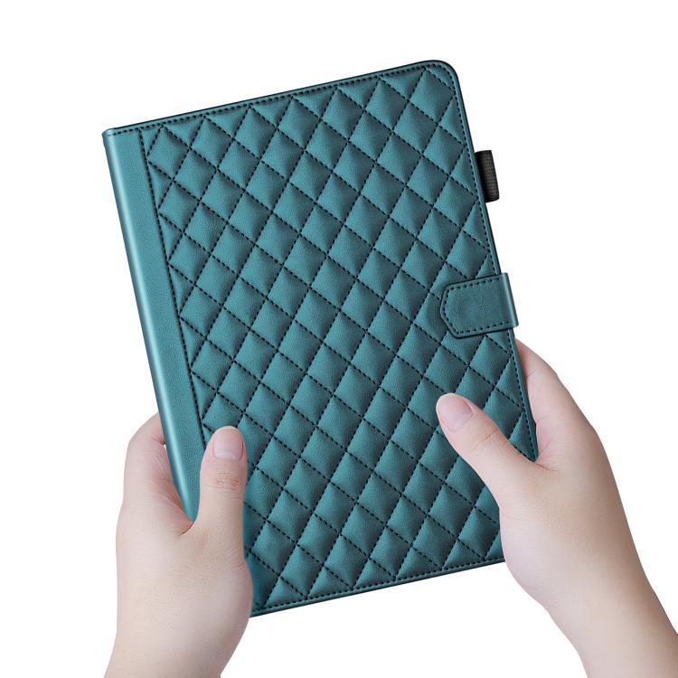 Funda de cuero con diseño de rombos y celosía para Xiaomi Redmi Pad 2/Pad SE 2025 (verde oscuro)