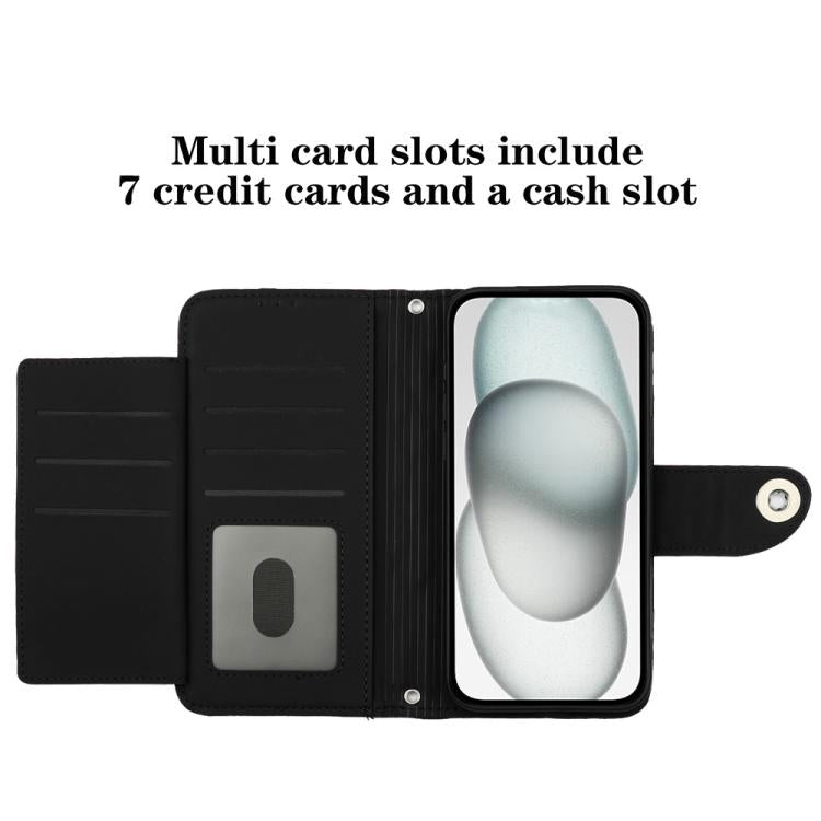 Funda de cuero con textura rómbica y cordón para TCL 60 SE NxtPaper/605 (negro)
