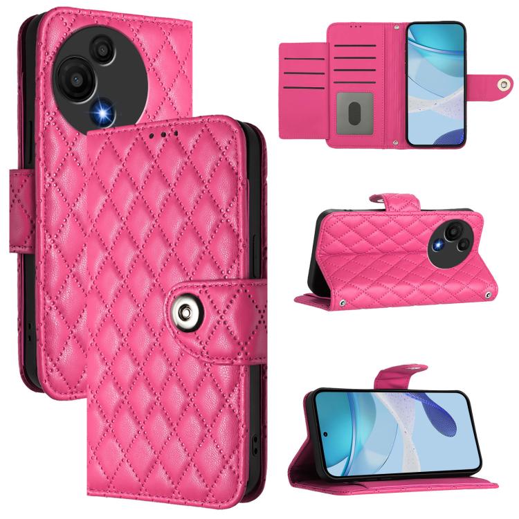 Funda de cuero con textura rómbica y cordón para TCL 60 SE NxtPaper/605 (rosa)