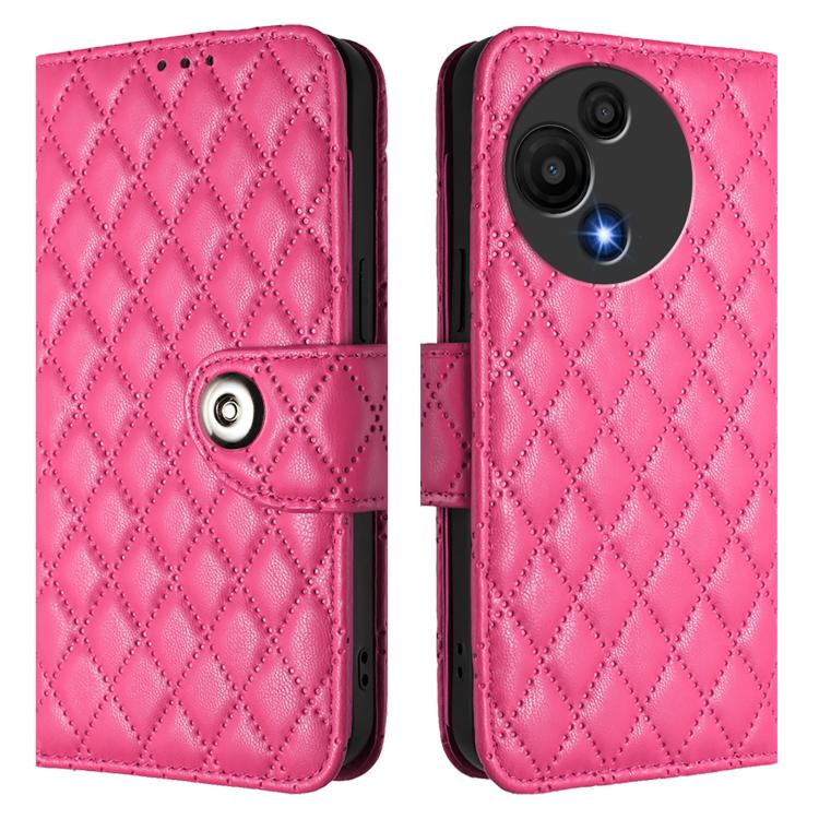 Funda de cuero con textura rómbica y cordón para TCL 60 SE NxtPaper/605 (rosa)