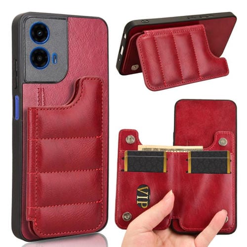 Funda para Teléfono Motorola Moto G45 5G con Diseño de Vaca y Tarjeta de Costura (Roja)