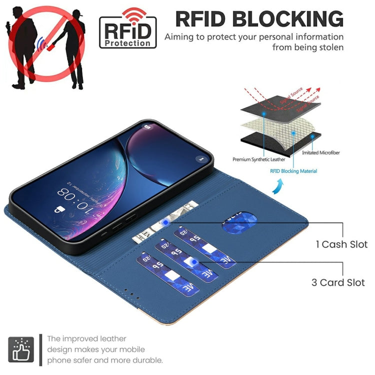 Funda de Cuero Antirrobo con Protección Rfid para Teléfono Tecno Spark 30 Pro 4G (Azul)