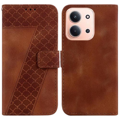 Funda de cuero con relieve de siete formas para Redmi 15C 4G (173,1 mm) / Redmi 15C 5G (173,1 mm) (marrón)