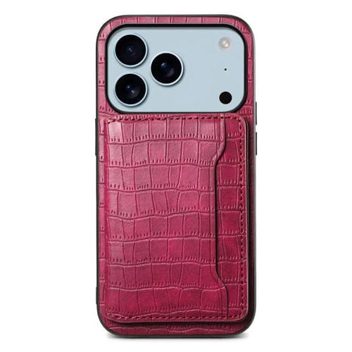 Funda para iPhone 17 Pro Max con textura de cocodrilo y diseño de cartera de cobertura total (roja)