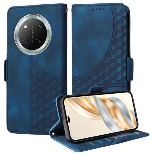 Funda de Cuero con Rombos en Relieve y Estrellas para Honor X9C y Magic7 Lite (Azul)