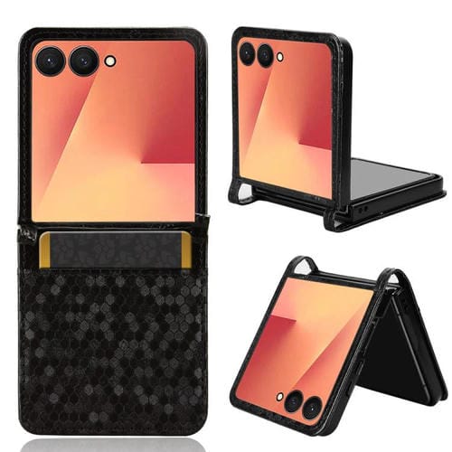 Funda de cuero con textura de puntos de panal para Samsung Galaxy Z Flip7 5G (negra)