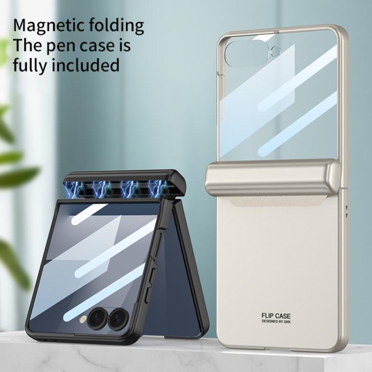 Funda GKK con tapa magnética integrada y cobertura total para Samsung Galaxy Z Flip7 5G, con estuche y bolígrafo (plateado)