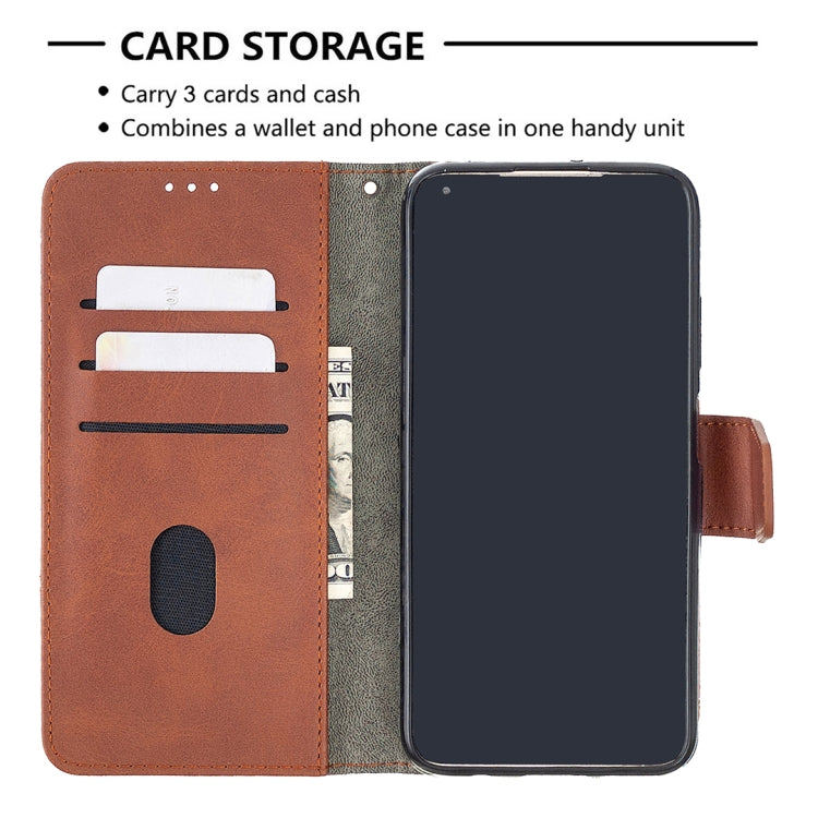 Para Huawei P40 Lite, color a juego, textura de cocodrilo, funda de cuero PU con tapa horizontal con billetera, soporte y ranuras para tarjetas (marrón)