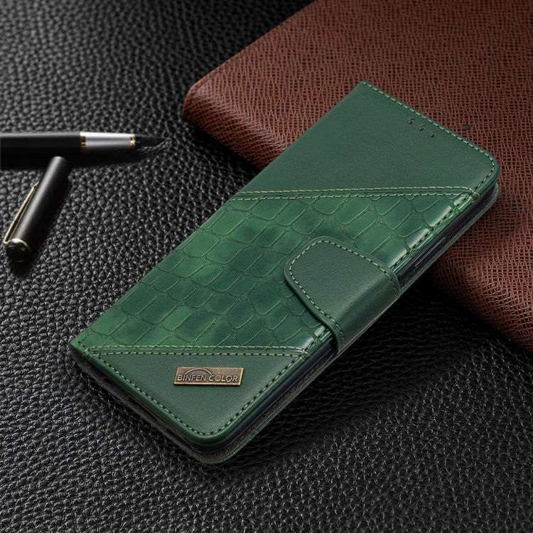 Para Huawei P40 Lite, color a juego, textura de cocodrilo, funda de cuero PU con tapa horizontal con billetera, soporte y ranuras para tarjetas (verde)