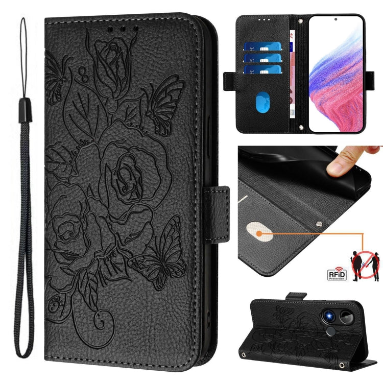 Funda De Cuero Antirrobo RFID Con Relieve Para Blu C9 (Negro)