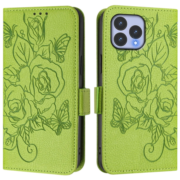 Funda Cuero Antirrobo RFID Wiko T60 Cubot P80 con Relieve (Verde)