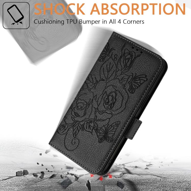 Funda de Cuero Antirrobo RFID con Relieve Rosa para Sharp Basio Active3 (Negra)