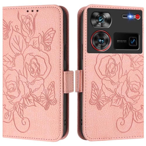 Funda de Cuero Antirrobo RFID con Relieve para ZTE Nubia Z60 Ultra (Rosa)