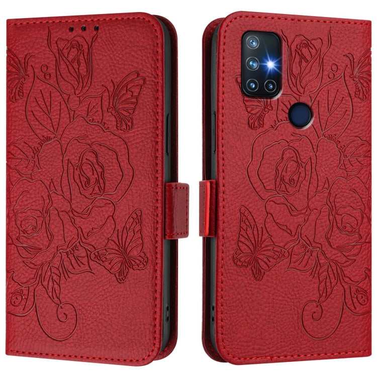 Funda de Cuero Antirrobo con Rfid para OnePlus Nord N10 5G (Rojo)