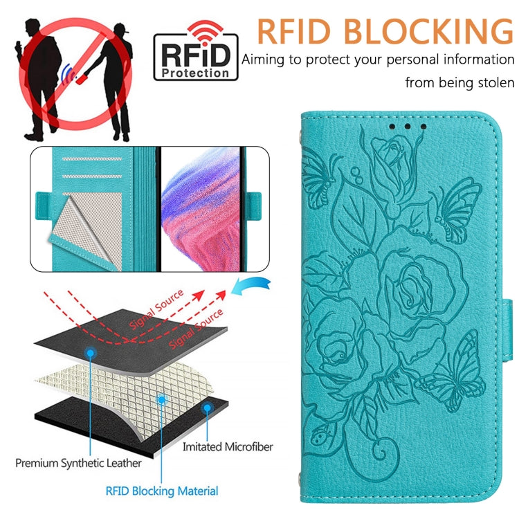 Funda de Cuero Antirrobo con RFID para OnePlus Nord N10 5G (Azul Claro)
