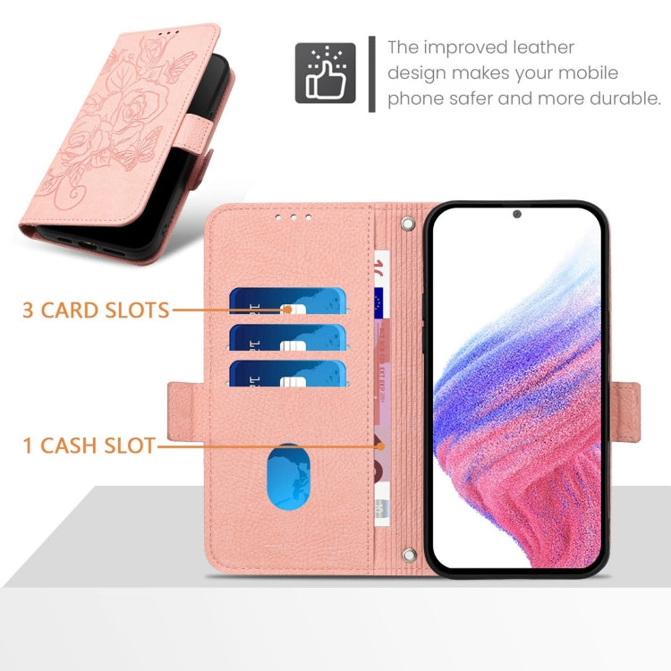 Funda de Cuero Antirrobo con Rfid para OnePlus Nord N10 5G con Relieve (Rosa)