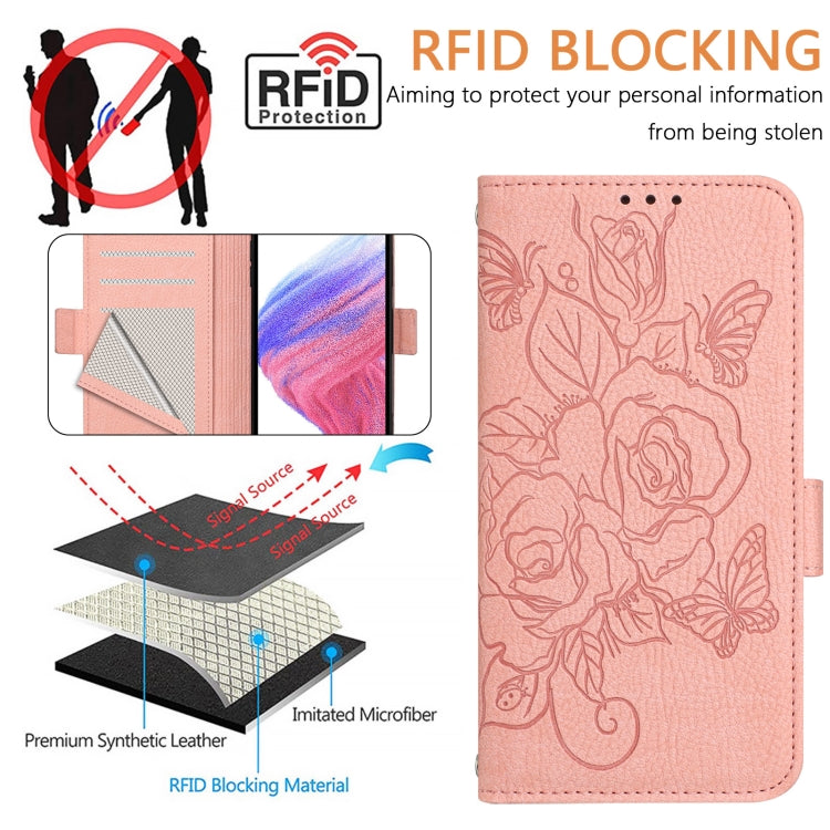 Funda de Cuero Antirrobo con Rfid para OnePlus Nord N10 5G con Relieve (Rosa)