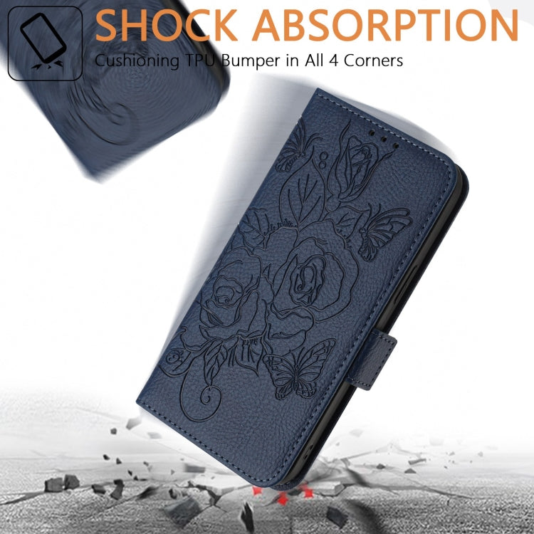 Funda de Cuero Antirrobo con RFID para OnePlus Nord N10 5G con Relieve (Azul Oscuro)