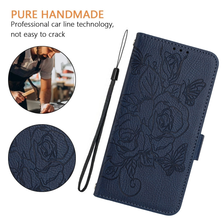 Funda de Cuero Antirrobo con RFID para OnePlus Nord N10 5G con Relieve (Azul Oscuro)