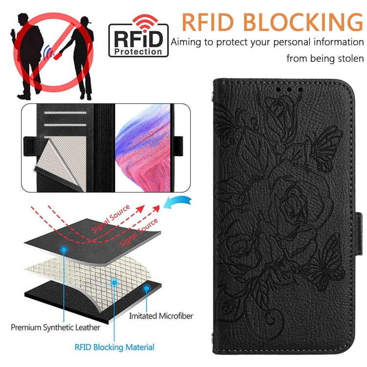 Funda de Cuero Antirrobo con RFID para OnePlus Nord N10 5G (Negra) con Diseño en Relieve