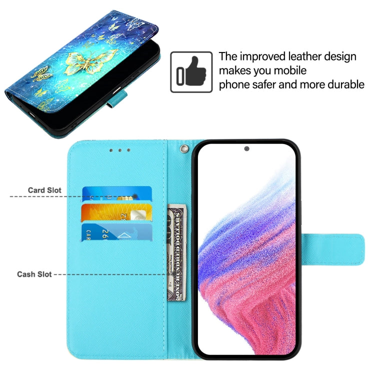 Funda de Cuero con Tapa Horizontal con Pintura 3D para Sharp Aquos Sense9 (Dorada)