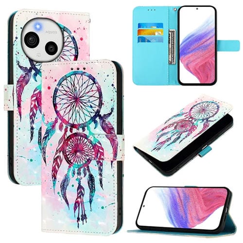 Funda de Cuero con Tapa Horizontal para Sharp Aquos Sense9 Plus con Pintura 3D (Campanas de Viento) (Color)