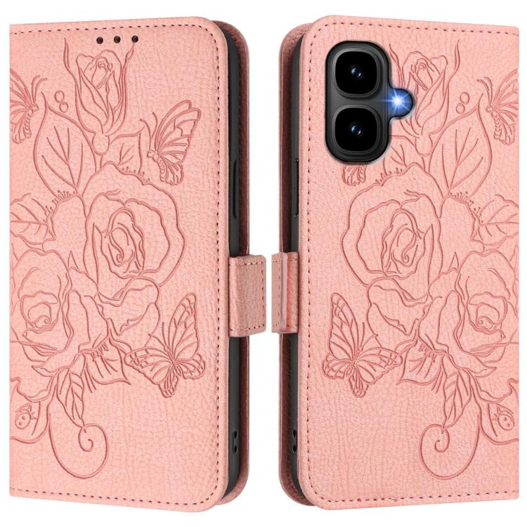 Funda de cuero antirrobo RFID con relieve rosa para Tecno Pop 10 / Infinix Smart 10 4G (rosa)