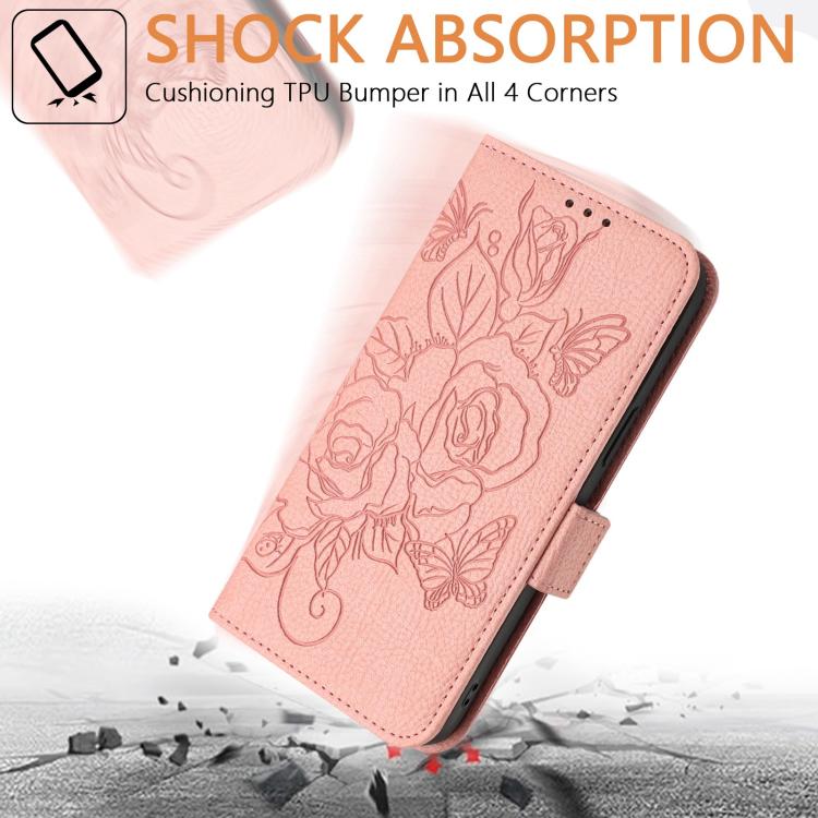 Funda de cuero antirrobo RFID con relieve rosa para Tecno Pop 10 / Infinix Smart 10 4G (rosa)