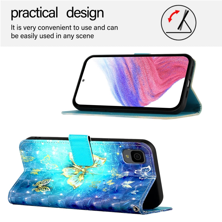 Funda de Cuero con Tapa Horizontal y Pintura 3D para TCL 30Z T602Dl (Mariposa Dorada)